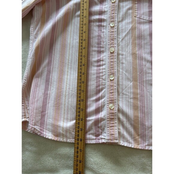 LL Bean Womens Shirt Large Reg Button Striped 100% Cotton Pastel Career Preppy - Picture 6 of 10